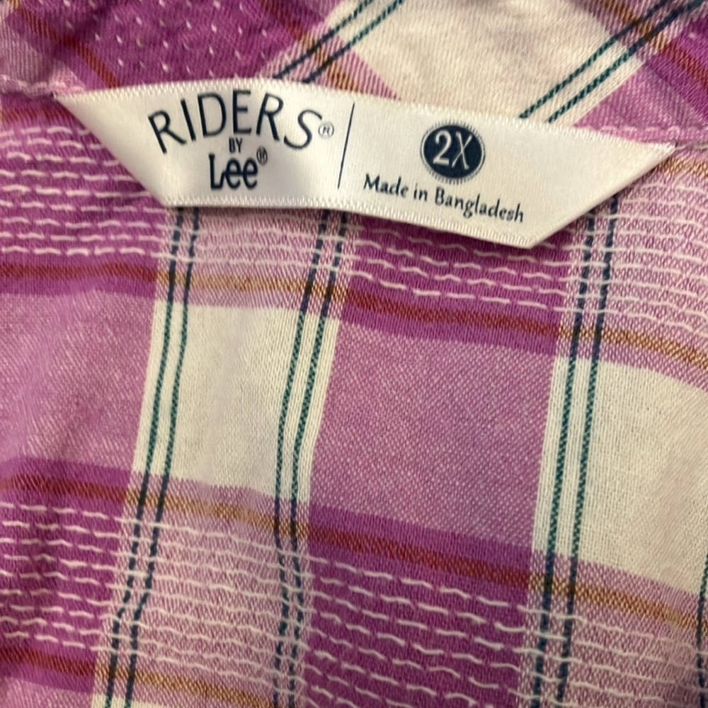 Riders by Lee Purple Plaid Blouse - Picture 3 of 3